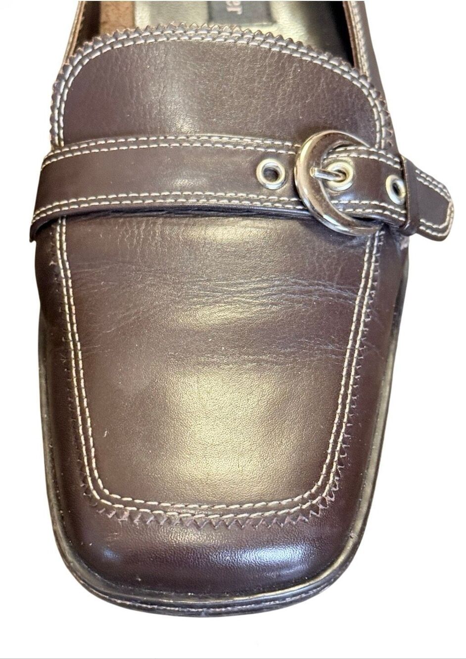 Etienne Aigner Vintage “Jules" Square-Toe Leather Loafers Brown Sz. 9.5 - Picture 3 of 16